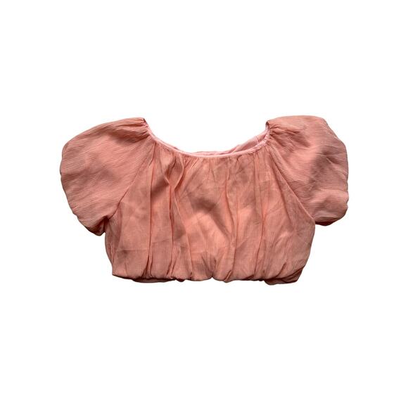 Vestique Peach Short Sleeve Cropped Bubble Top Size Small - Picture 4 of 10